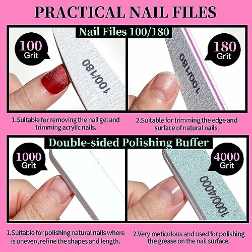 Guide to practical nail files and buffers with different grits.