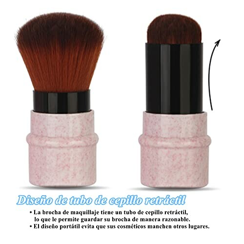 Retractable makeup brush with pink marble base.