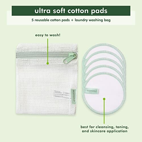 Reusable cotton pads with laundry washing bag.