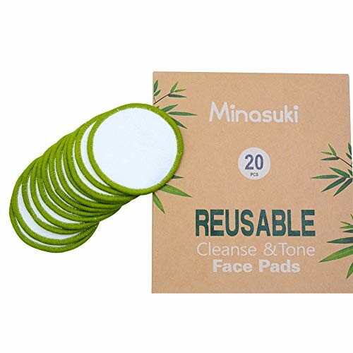 Set of reusable face pads with packaging.