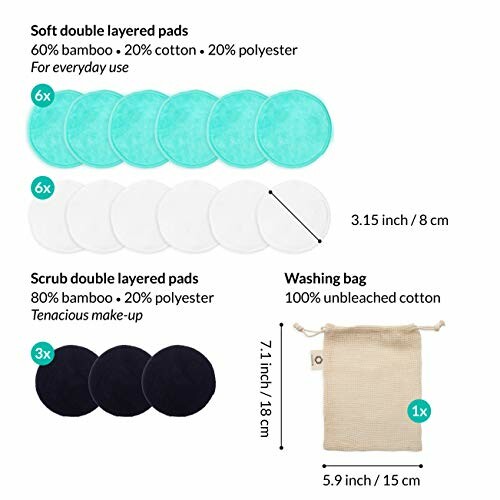 Reusable makeup remover pads with washing bag.