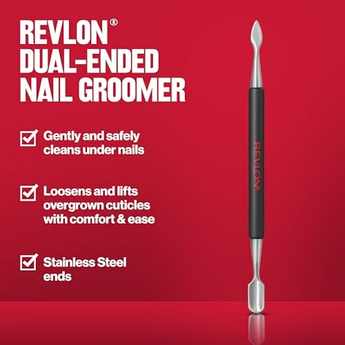 Revlon dual-ended nail groomer with stainless steel ends.