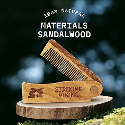 Sandalwood folding comb by Striking Viking with 100% natural materials.