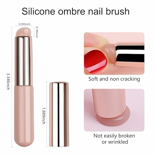 Silicone ombre nail brush with soft, non-cracking design.