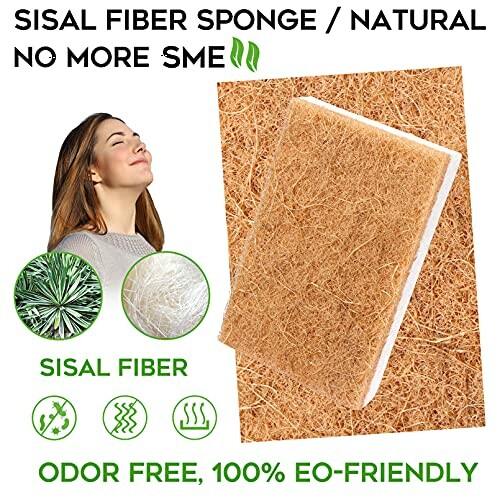 Sisal fiber sponge with eco-friendly features and odor-free benefits.