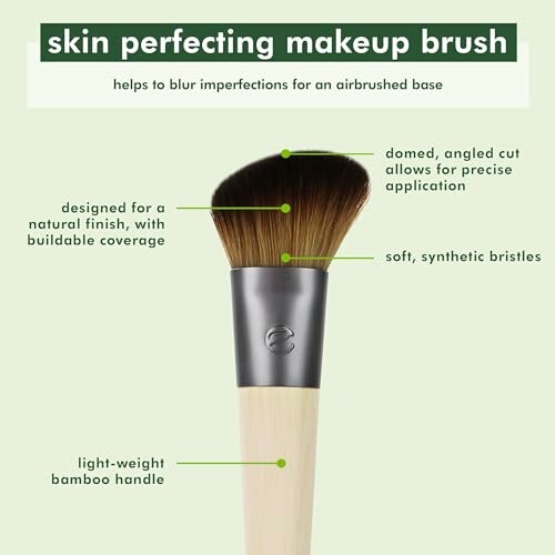 Skin perfecting makeup brush with features labeled.