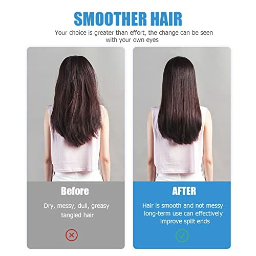 Comparison of hair before and after treatment for smoother results.