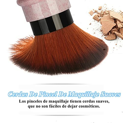 Close-up of a soft makeup brush with loose powder.