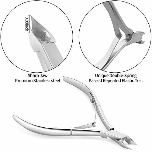 Stainless steel cuticle nipper with sharp jaw and double spring design