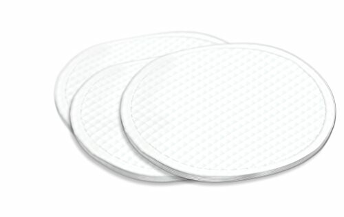 Three white cotton pads on a white background