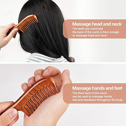 Wooden comb used for massaging head, neck, hands, and feet.