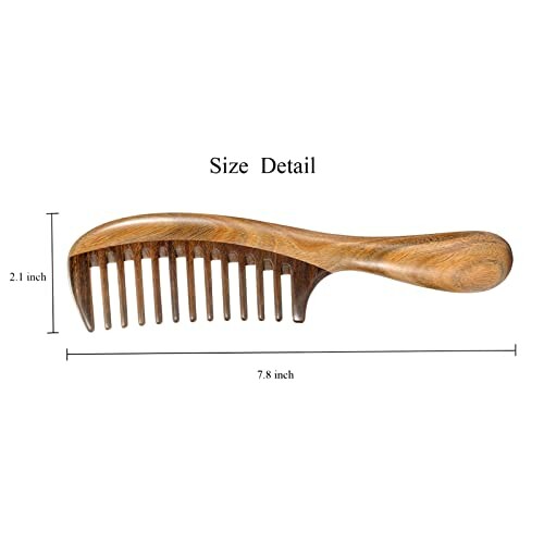 Wooden comb with measurements showing length and height