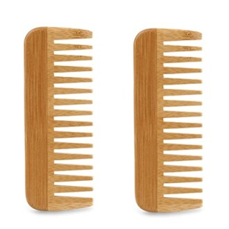 Two wooden combs with wide teeth