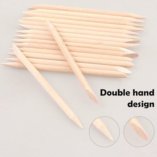 Wooden cuticle sticks with double hand design.