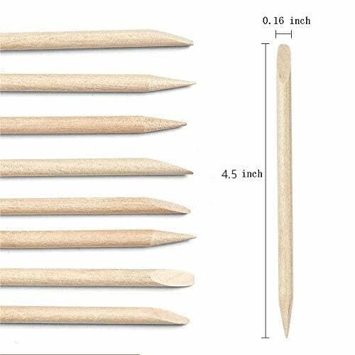 Wooden cuticle sticks with dimensions.