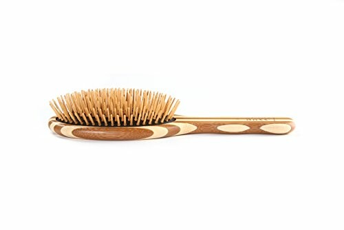 Wooden hair brush with natural bristles