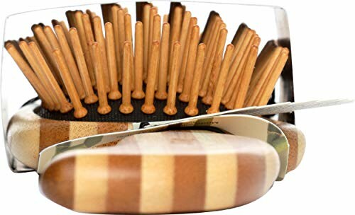 Wooden hair brush with bristles and handle