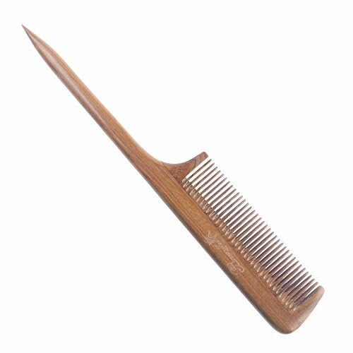 Wooden tail hair comb with fine teeth