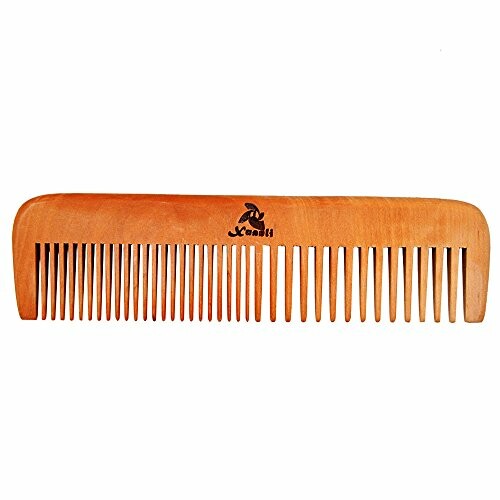 Wooden hair comb with wide and fine teeth