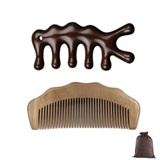 2 Pcs Natural Wooden Comb