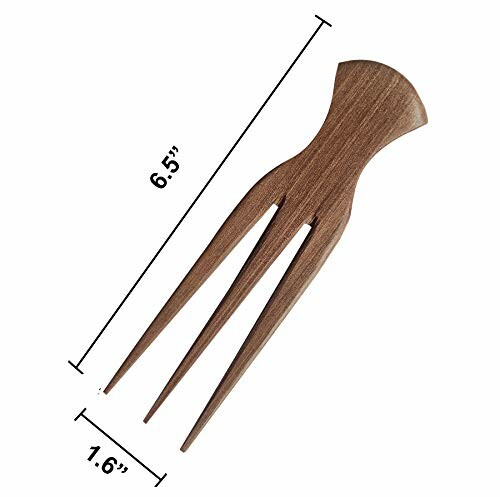 Wooden hair fork with measurement dimensions