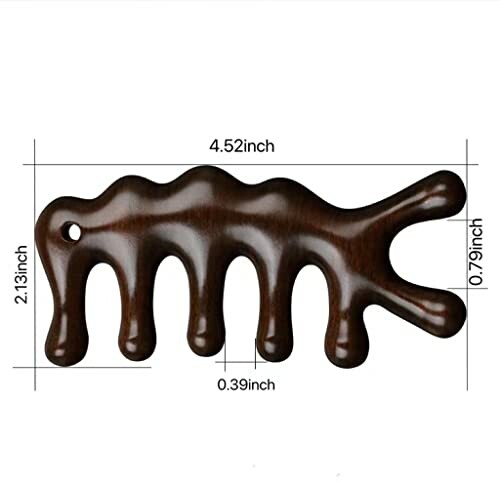 Wooden massage tool with measurement details