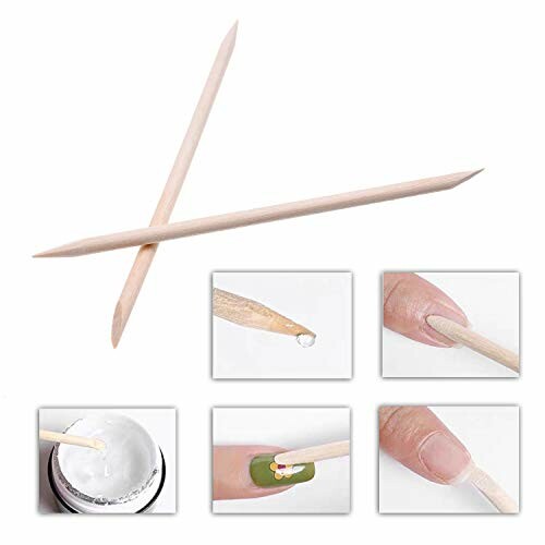 Wooden nail sticks for manicure with usage examples