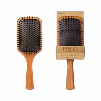 Red by Kiss Evergreen Wooden Square Paddle Hair Brush