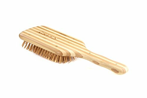 Wooden paddle hairbrush with striped design