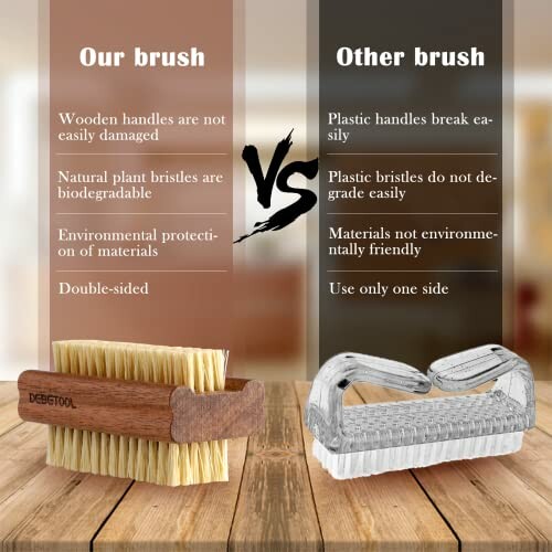 Comparison of wooden and plastic brushes highlighting features and benefits.